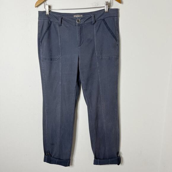 Motto Women's Utility Pants 10 Gray Blue Roll Cuff Soft Sateen Stretch Straight - Picture 2 of 12